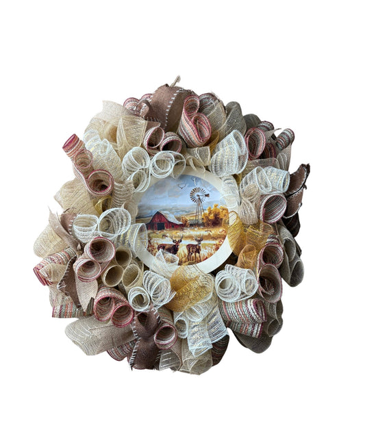 Farm Fresh Poly Mesh Wreath
