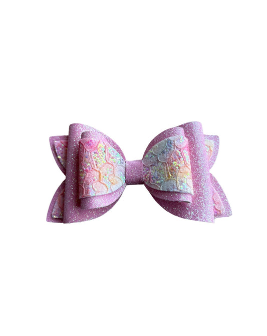 Pink Sunset Triple Stack Faux Leather Bow| Headband