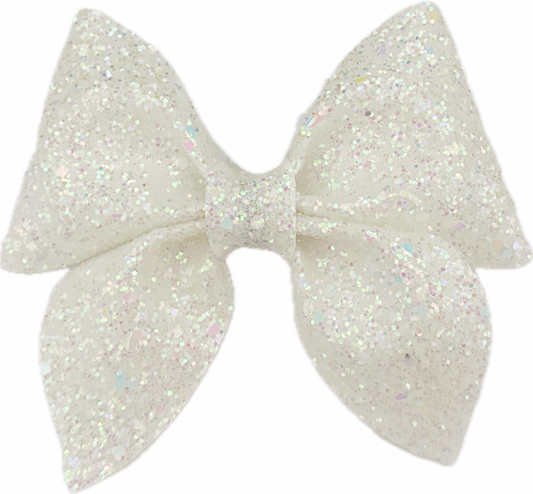 White Christmas Faux Leather Chunky Glitter Sailor Bow|Headband