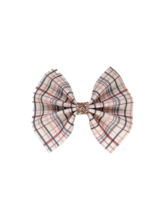 Plaid Faux Leather Pinch Bow|Headband