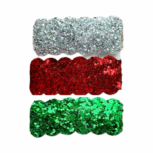 Christmas Time Faux Leather Chunky Glitter Snap Clip Set