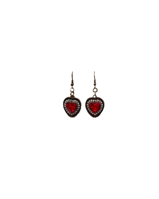 Ruby Heart Earrings