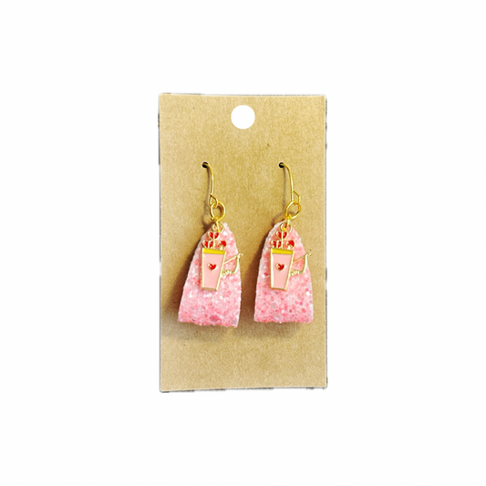 Valentine’s Drink Faux Leather Earrings