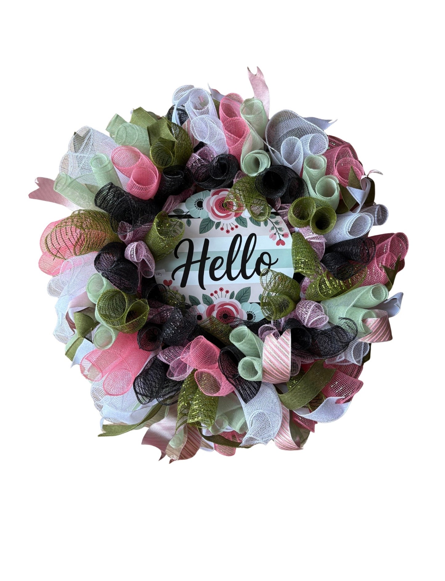 Floral Hello Poly Mesh Wreath