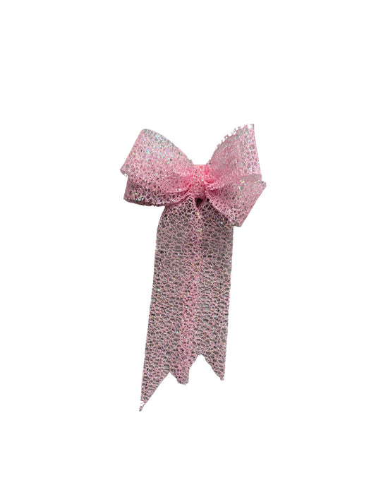 Pink Shimmer Glitter Mesh Ribbon Bow
