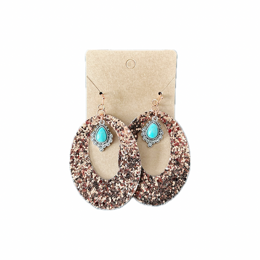 Turquoise Thunder Faux Leather Earrings