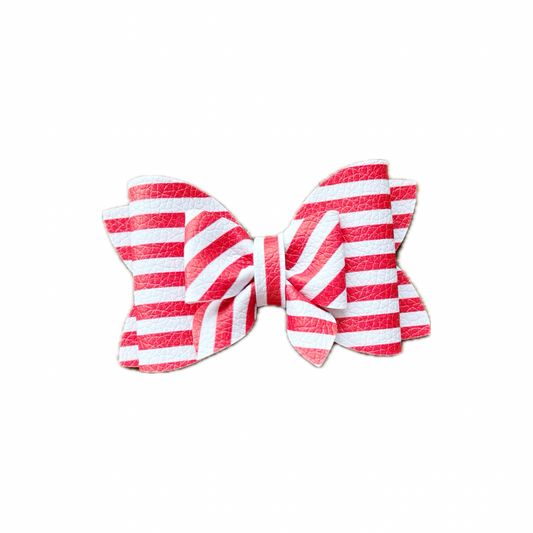 Candy Stripes Faux Leather Double Stack Pinch Bow|Headband