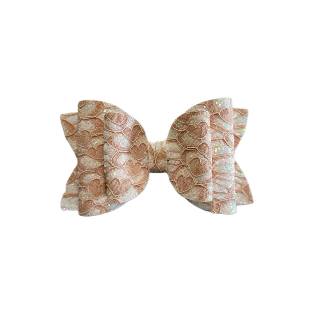 Blush Pink Faux Leather Double Stack Bow|Headband