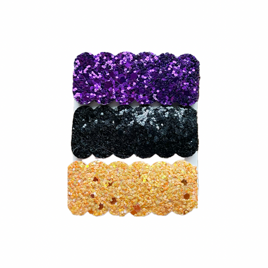 Halloween Faux Leather Chunky Glitter Snap Clip Set