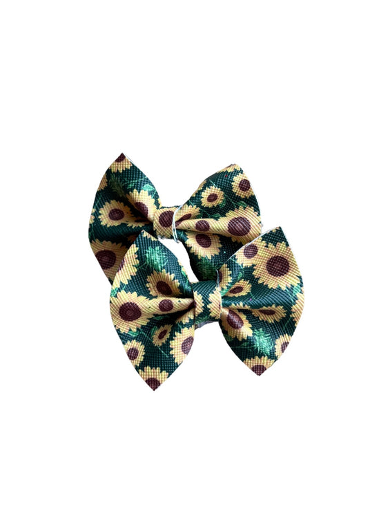 Sunflower Faux Leather Pinch Piggy Bows