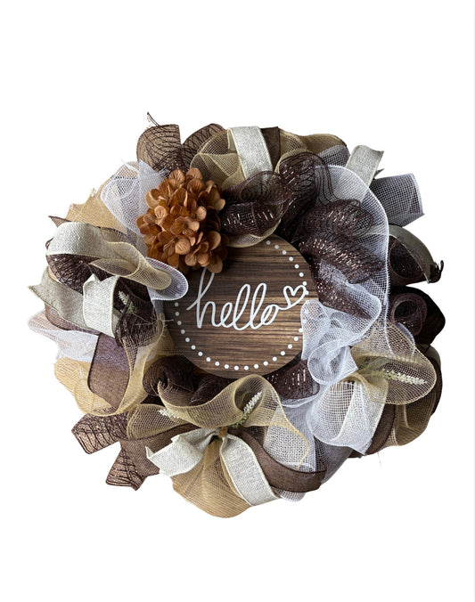 Hello Love Poly Mesh Wreath
