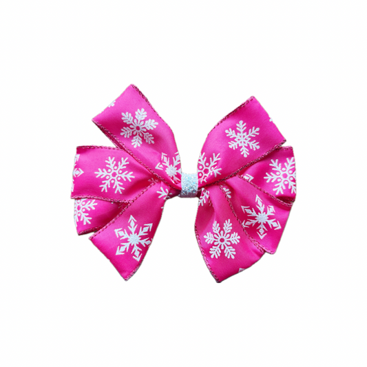 Pink Snowflake Ribbon Bow