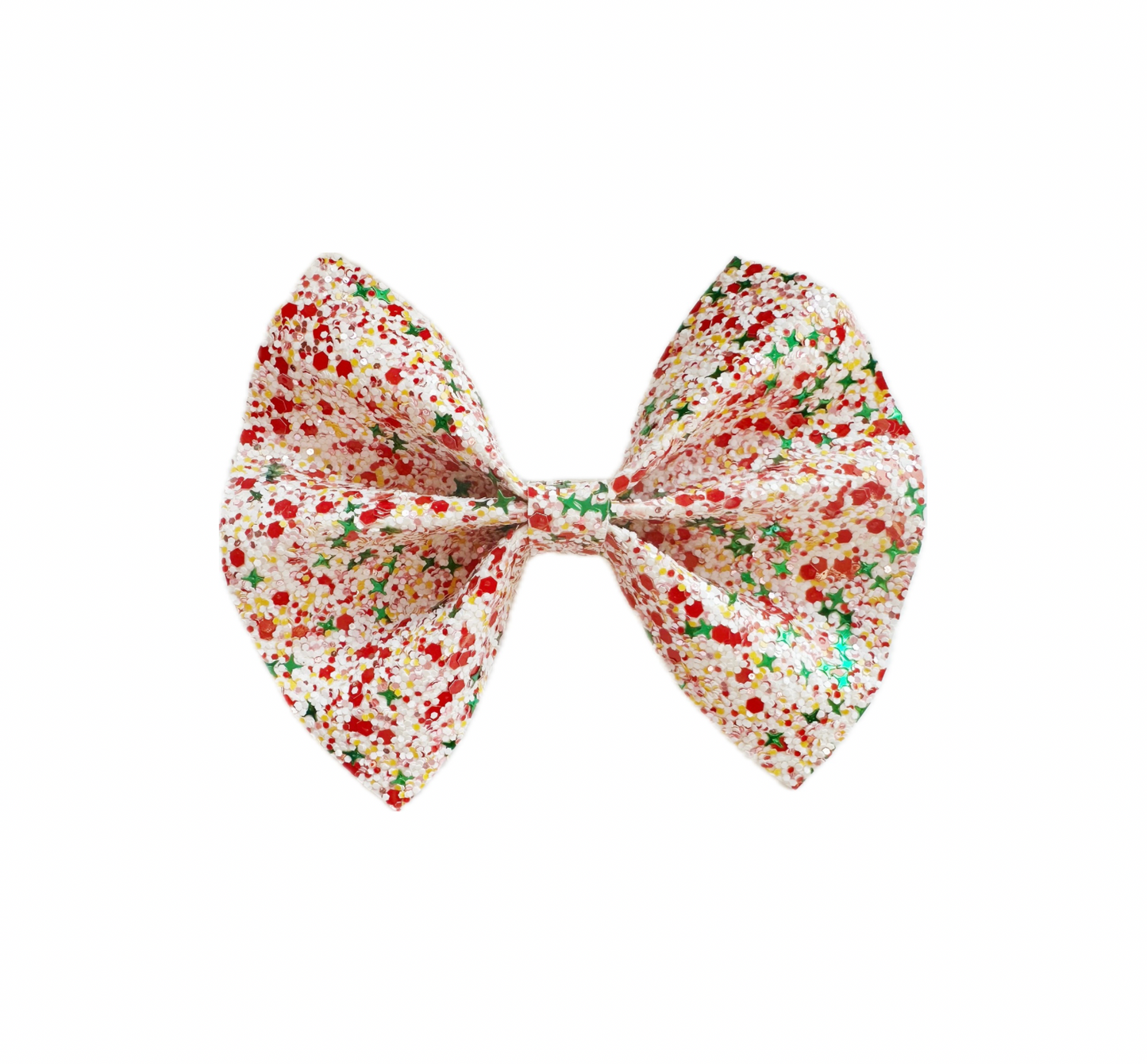 Christmas Confetti Faux Leather Chunky Glitter Pinch Bow|Headband