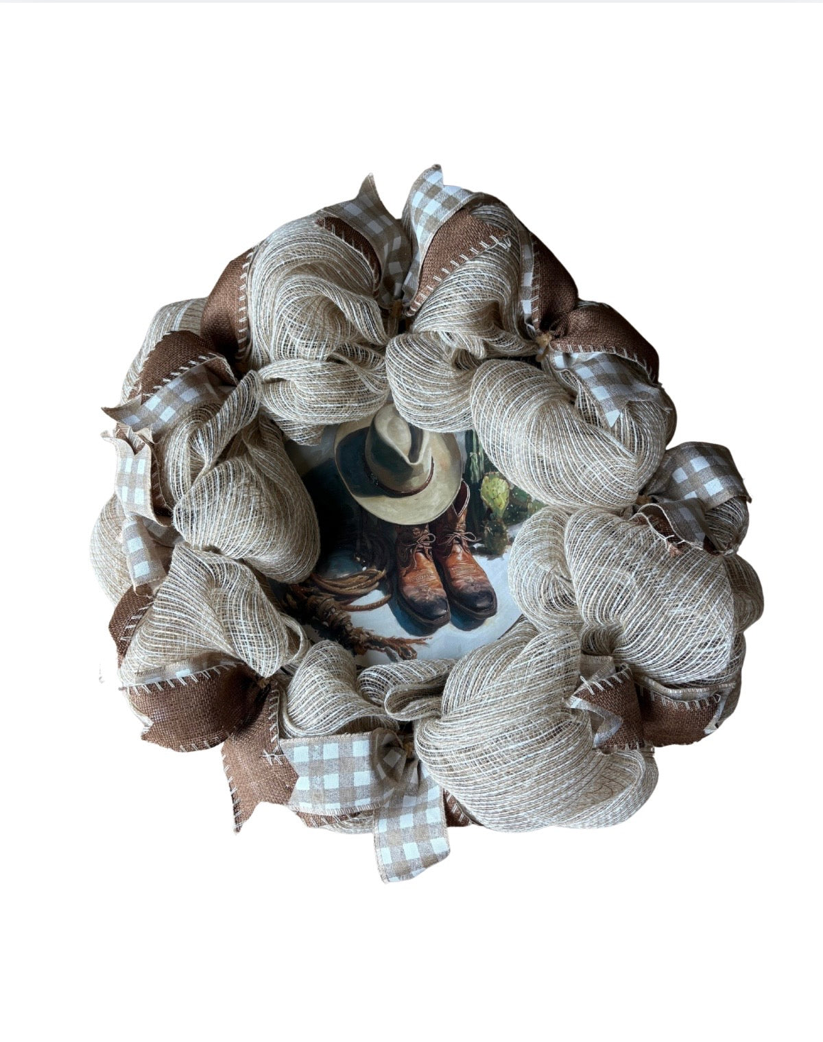 Cowboy Boots Poly Mesh Wreath