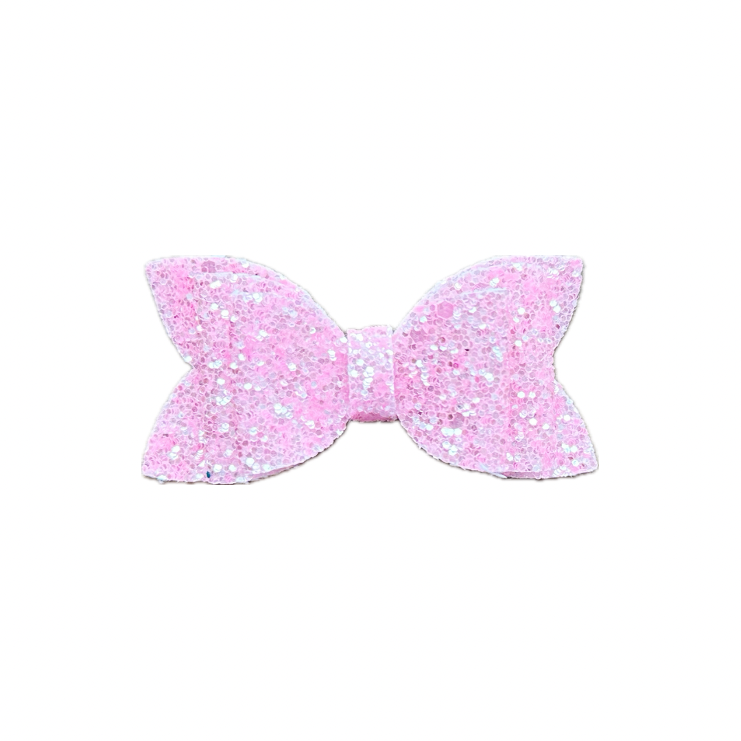 Bubblegum Pink Faux Leather Chunky Glitter Double Stack MINI Bow|Headband