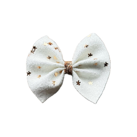 Gingerbread Man Faux Leather Chunky Glitter Pinch Bow|Headband