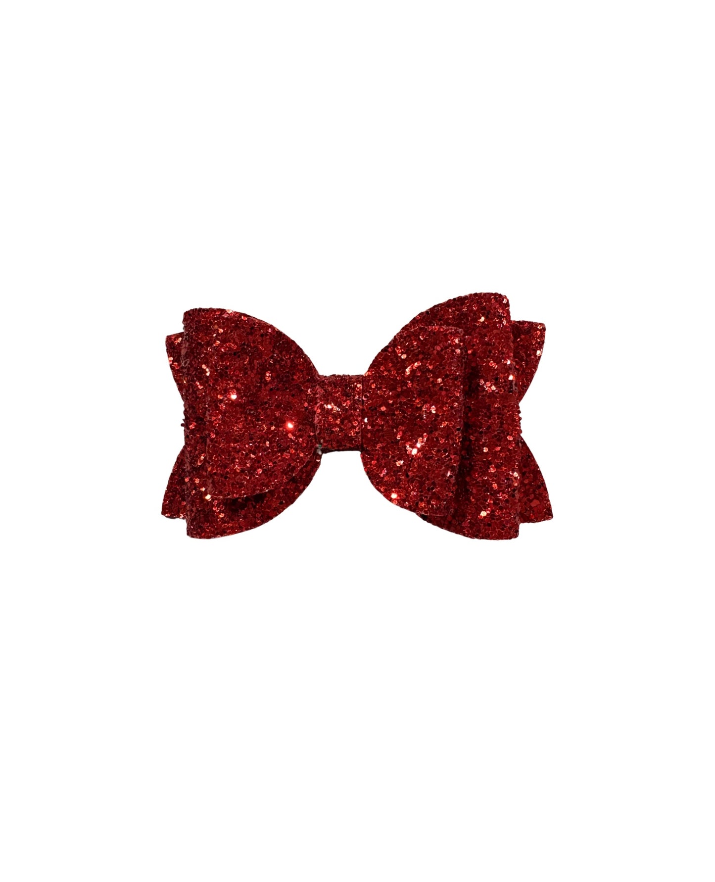 Red Chunky Glitter Faux Leather Double Stack Bow