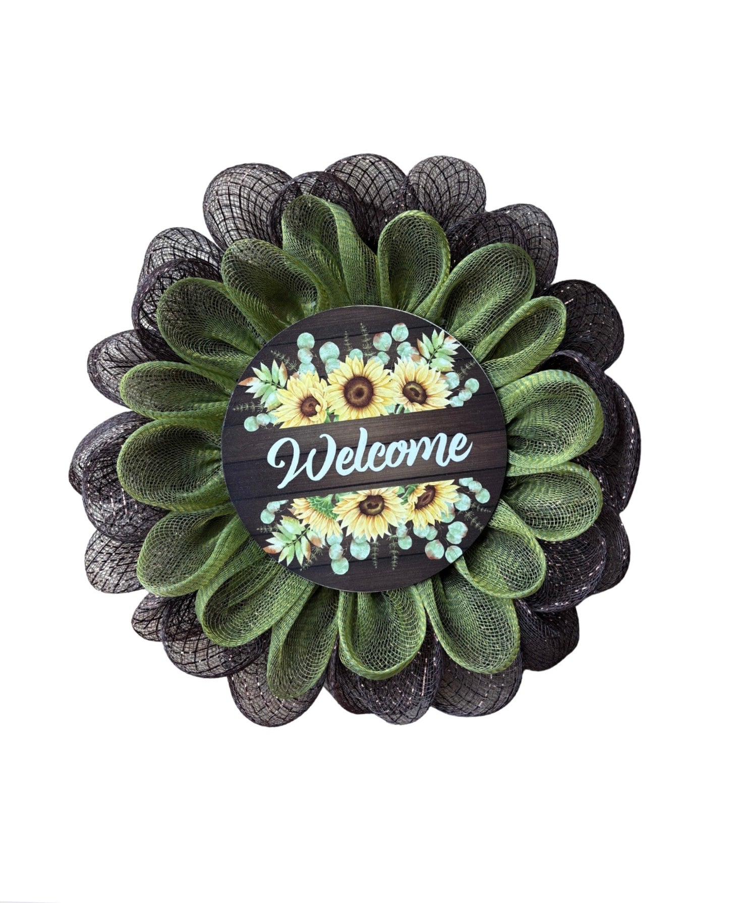 Sunflower Welcome Poly Mesh Wreath