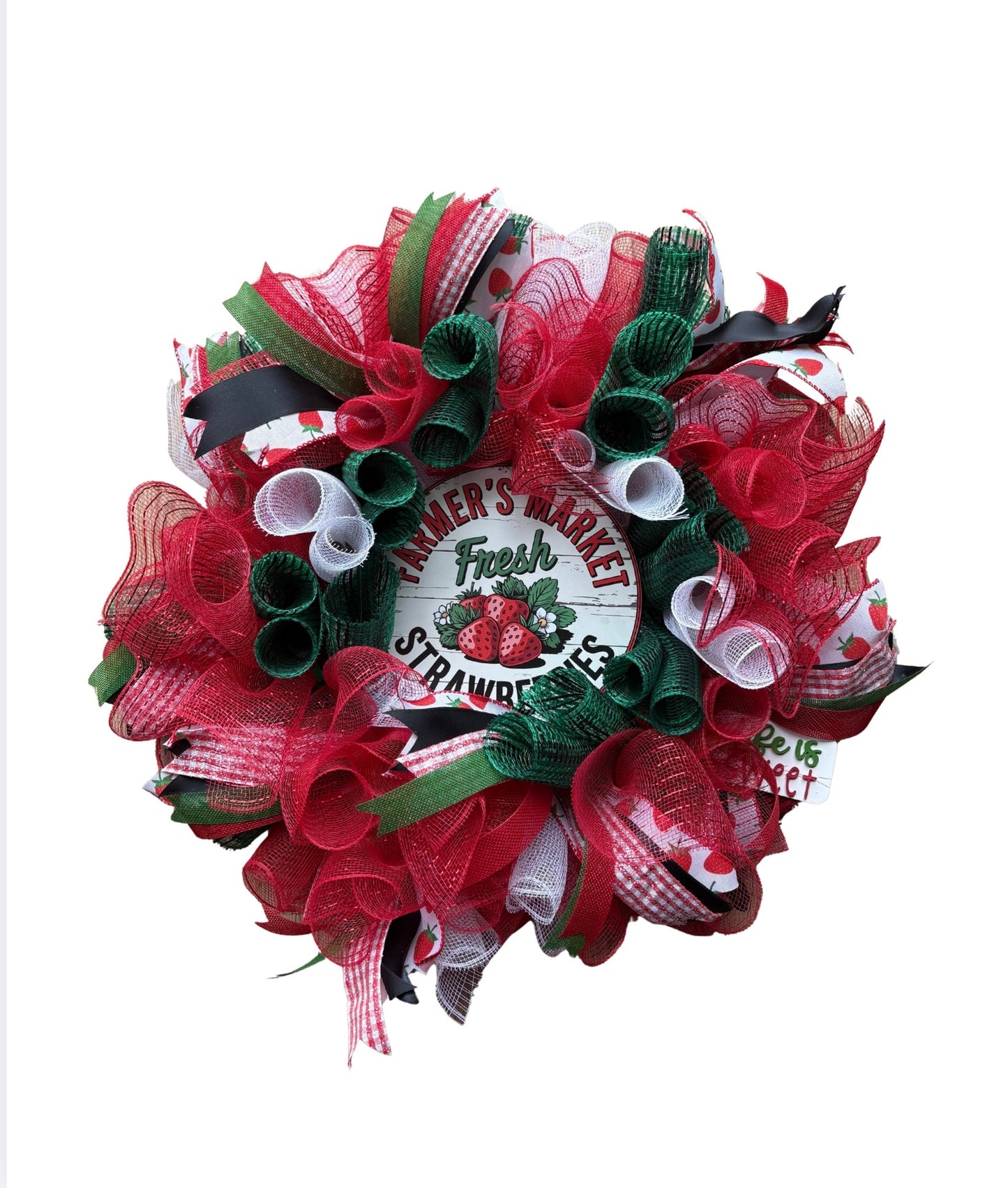Fresh Strawberries Poly Mesh Wreath