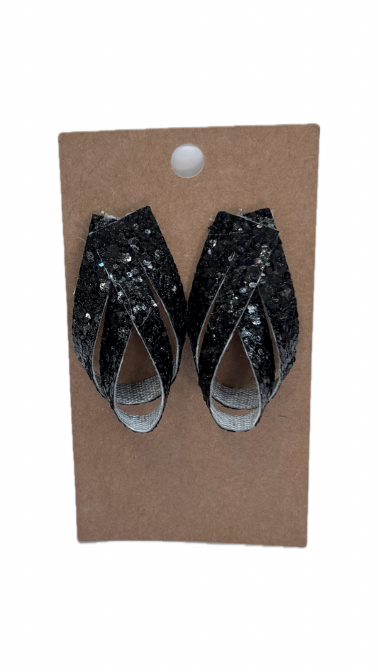 Black Twist Faux Leather Earrings